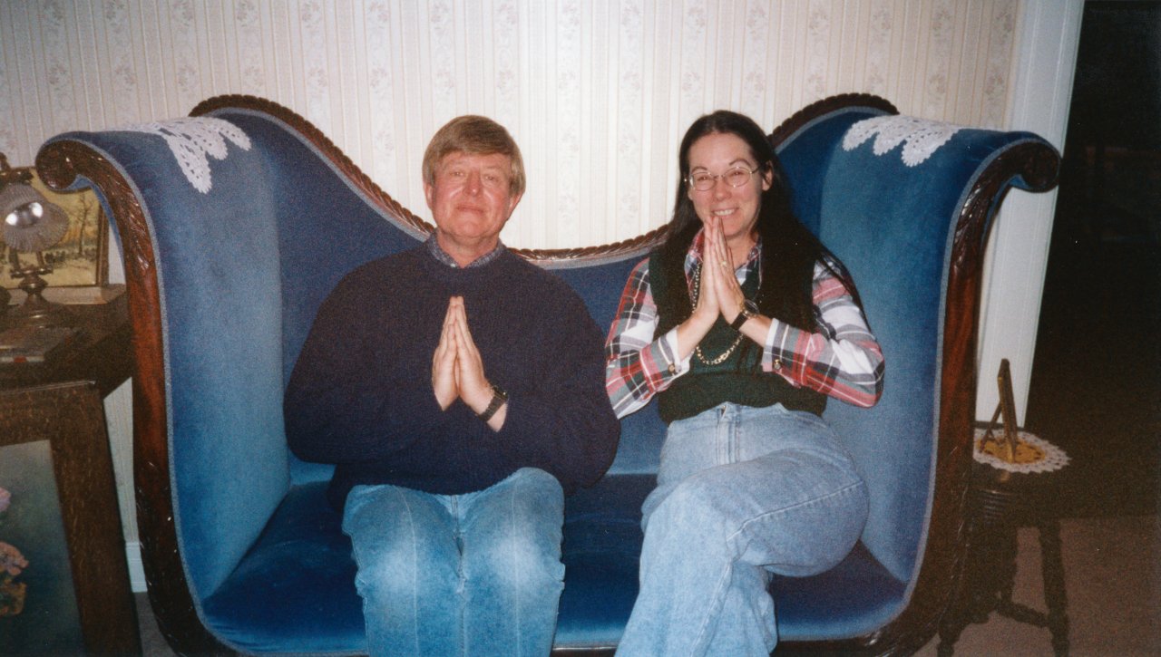 AandM in Leadville in the Harp chair looking angelic July 2000